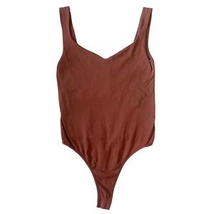 Free People Intimately Clean Lines Bodysuit Tank Sepia Snap Closure XS/S